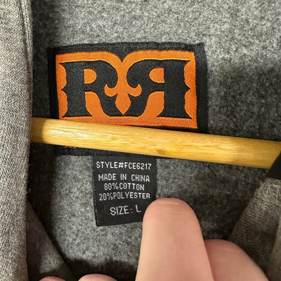 Rock Revival Mens Zip Up Hoodie Grey Black Raglan Logo Size L - Picture 3 of 4